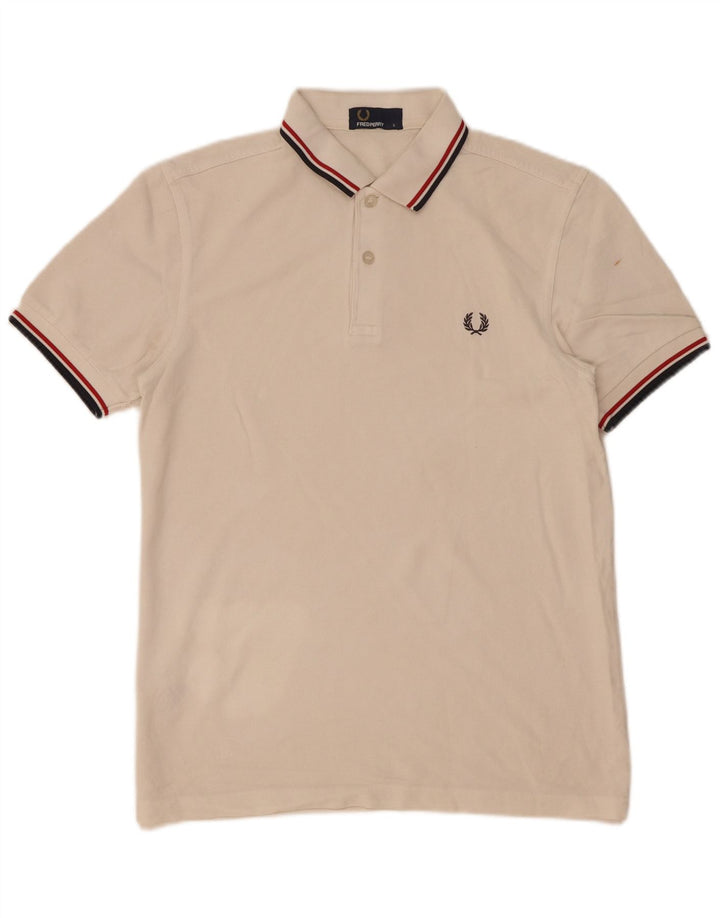 Fred Perry Herren-Poloshirt, klein, weiß gestreift, Baumwolle