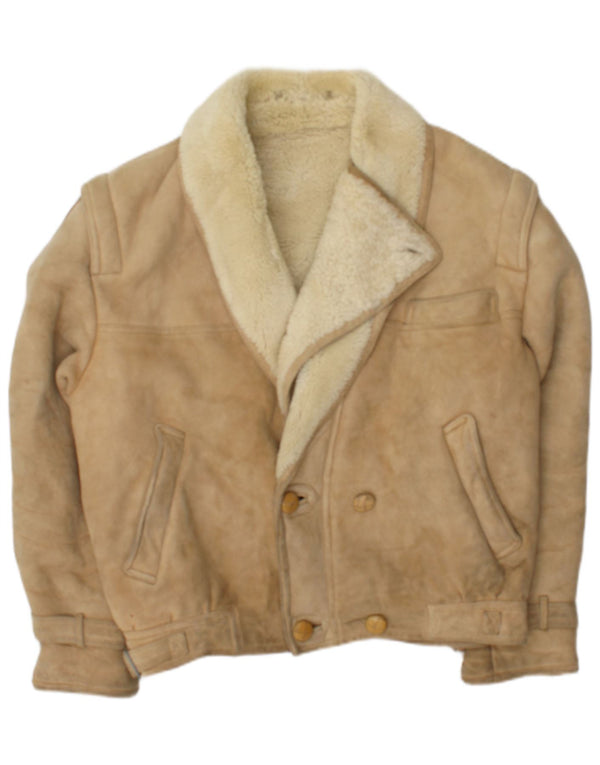 McGregor Herren Zweireihige Lammfelljacke IT 50 Large Beige