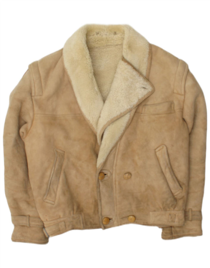 McGregor Herren Zweireihige Lammfelljacke IT 50 Large Beige