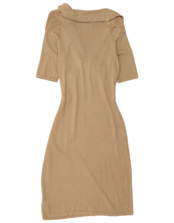 RALPH LAUREN Damen-Pulloverkleid mit 1/2-Ärmeln, Gr. 10, Größe S, Beige, Seide