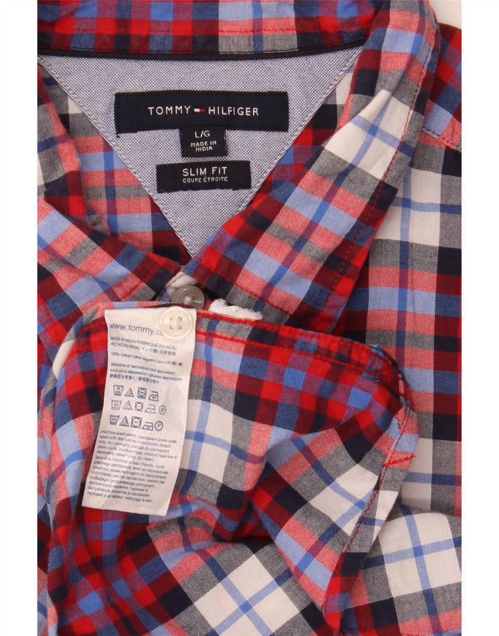 Tommy Hilfiger Herren Kurzarm-Slim-Fit-Hemd, groß, mehrfarbig, kariert