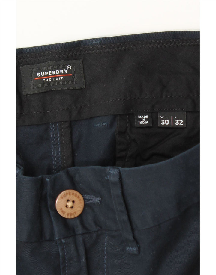 Superdry Slim Chino-Hose für Herren, W30 L30, marineblaue Baumwolle