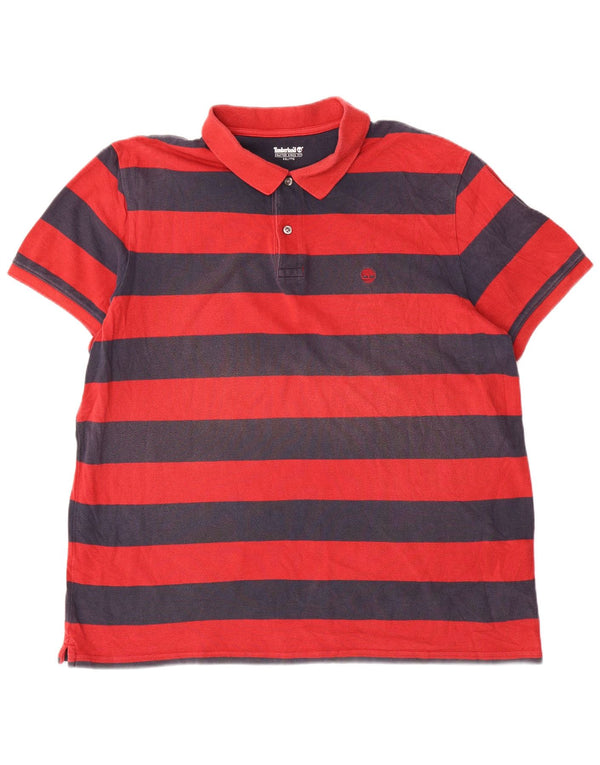 Timberland Herren Poloshirt 2XL rot gestreift aus Baumwolle
