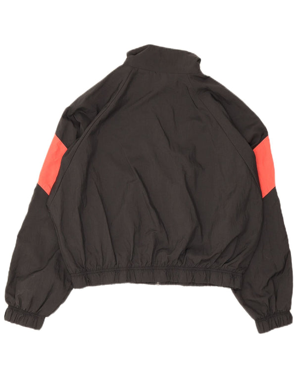 Adidas Damen-Trainingsanzug-Topjacke UK 12/14 Mittelschwarzes Colourblock-Nylon