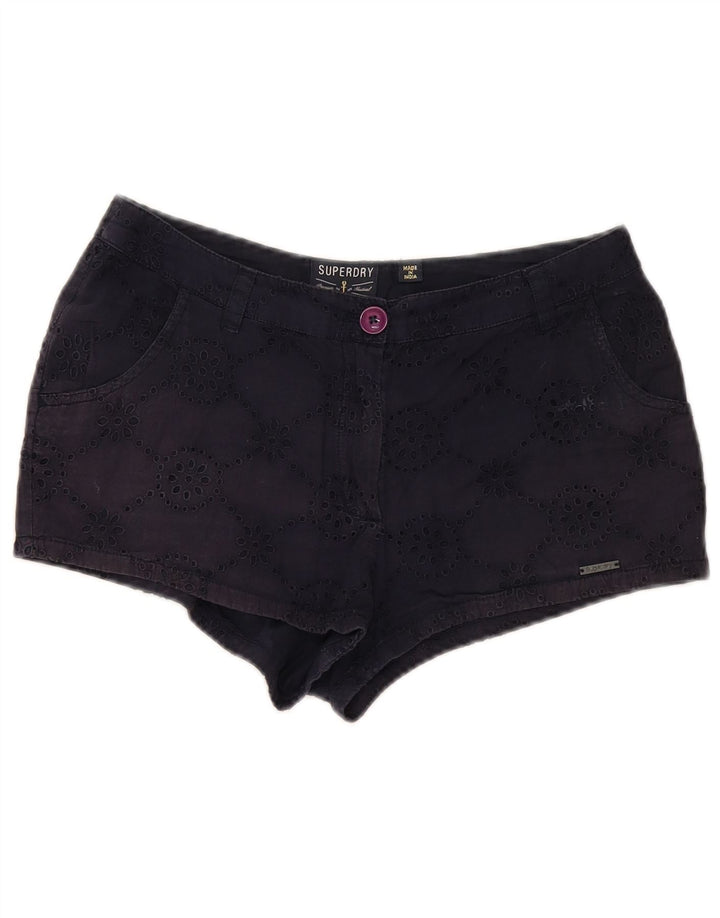 Superdry Hotpants für Damen, Größe S, W27, Marineblau mit Blumenmuster
