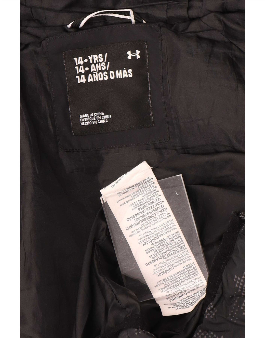 Under Armour wattierte Jungenjacke mit Kapuze, 13–14 Jahre, schwarze Tarnung
