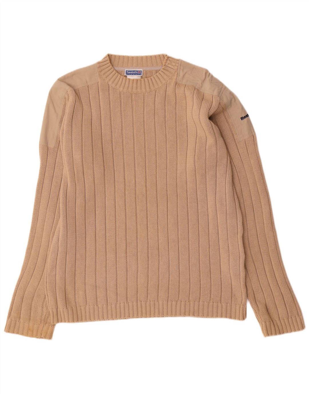 Reebok Herren-Pullover mit Rundhalsausschnitt, mittelbeige Baumwolle