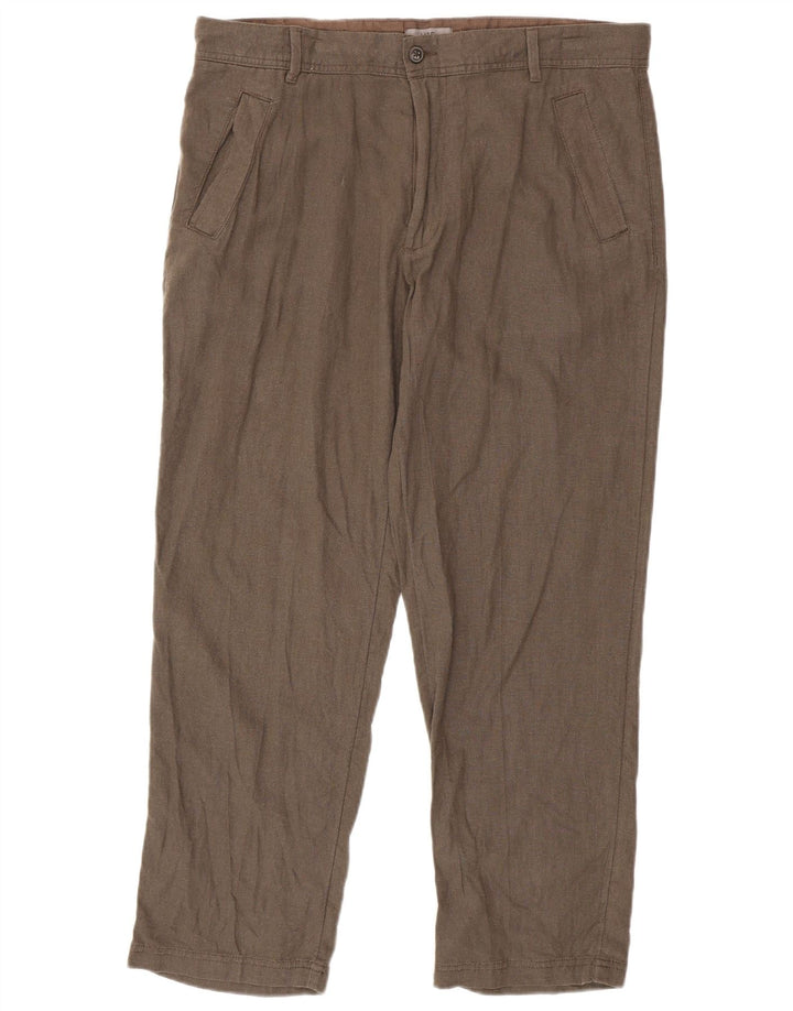 MARKS & SPENCER Herren-Chinohose mit normaler Passform, W36 L29, braunes Leinen