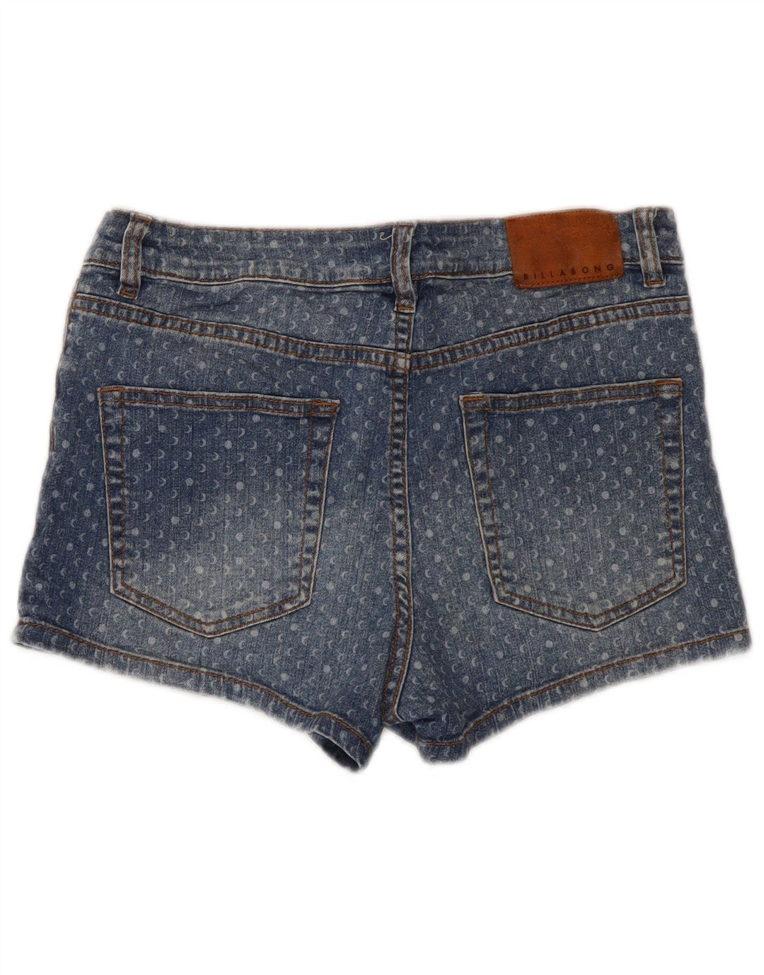 Billabong Damen Jeansshorts W28 mittelblau gepunktete Baumwolle
