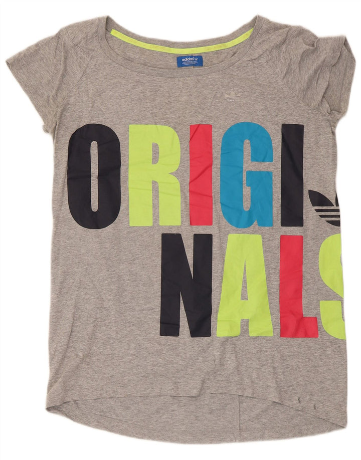 Adidas Damen Graphic T-Shirt Top UK 16 Large Grau