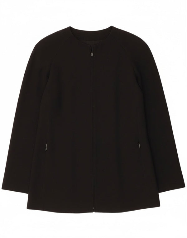 Giorgio Armani Damen Blazerjacke mit durchgehendem Reißverschluss IT 38 XS Schwarze Schurwolle