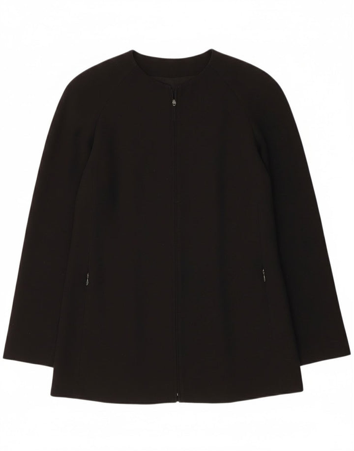 Giorgio Armani Damen Blazerjacke mit durchgehendem Reißverschluss IT 38 XS Schwarze Schurwolle