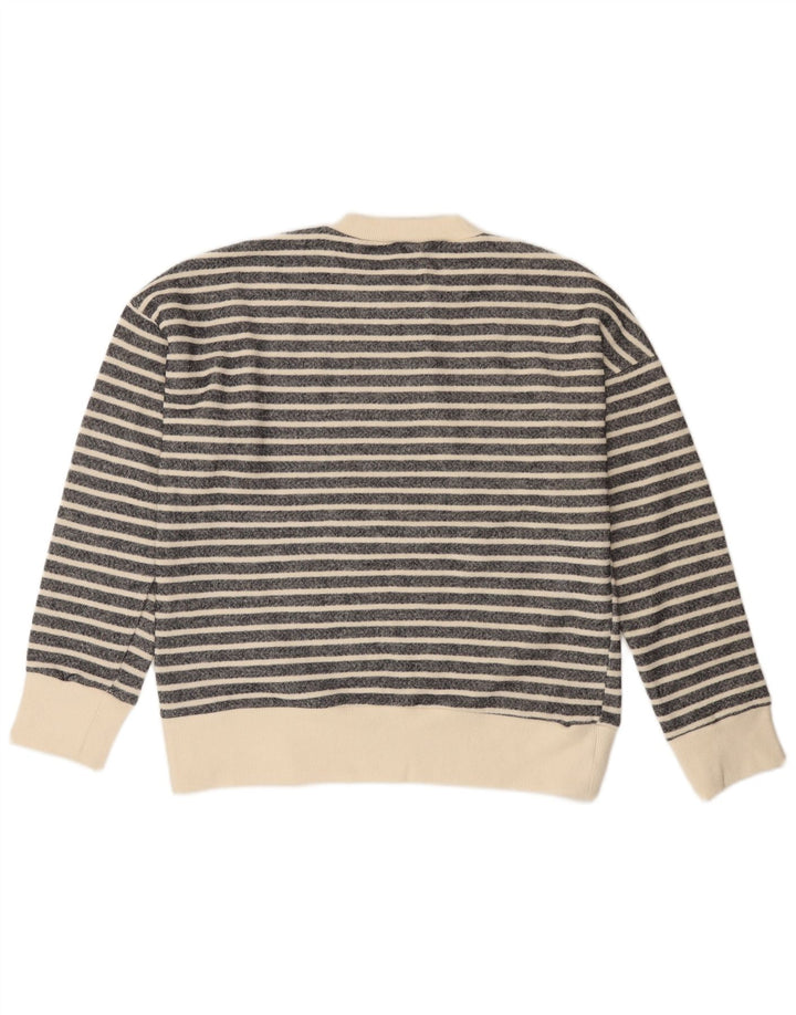 ZARA Damen-Pullover mit Rundhalsausschnitt, Gr. 14, Mittelschwarz, gestreift, Polyester