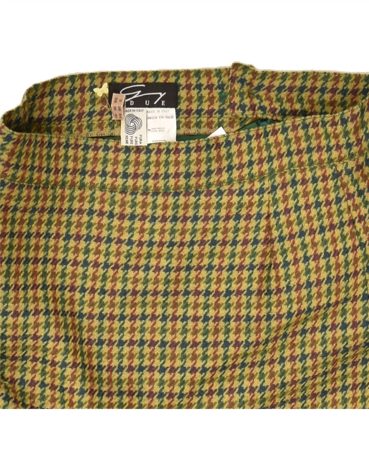 GENNY Womens Pencil Skirt EU 38 Medium W28 Green Houndstooth Wool Vintage Genny and Second-Hand Genny from Messina Hembry 
