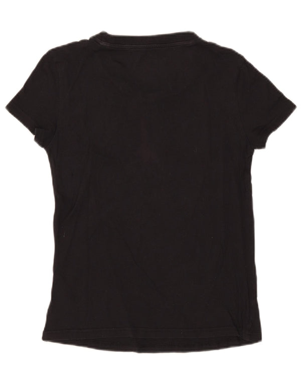 Adidas Damen Crop Graphic T-Shirt Top UK 4/6 XS Schwarz Baumwolle