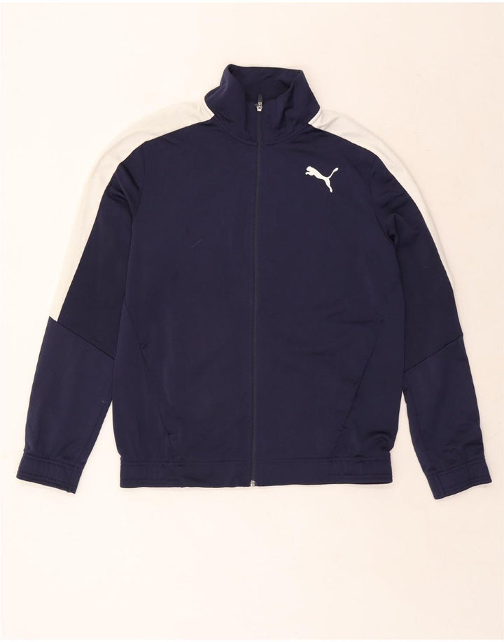 Puma Herren-Trainingsanzug-Top-Jacke, mittelblaues Farbblock-Polyester