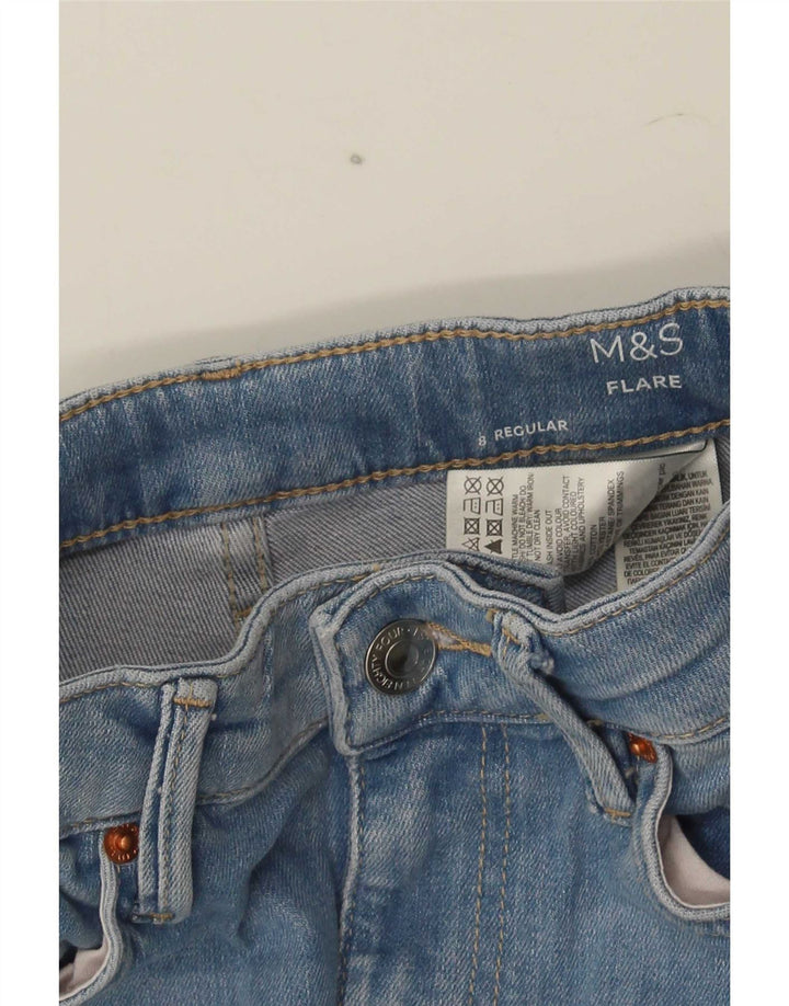 Marks & Spencer Damen Regular Flared Jeans UK 8 Small W26 L31 Blaue Baumwolle