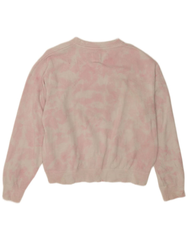 Billabong Damen Grafik-Sweatshirtpullover UK 14 Mittelrosa Batikfärbung