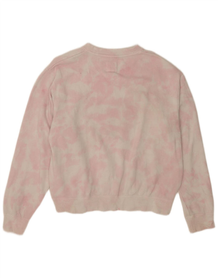 Billabong Damen Grafik-Sweatshirtpullover UK 14 Mittelrosa Batikfärbung