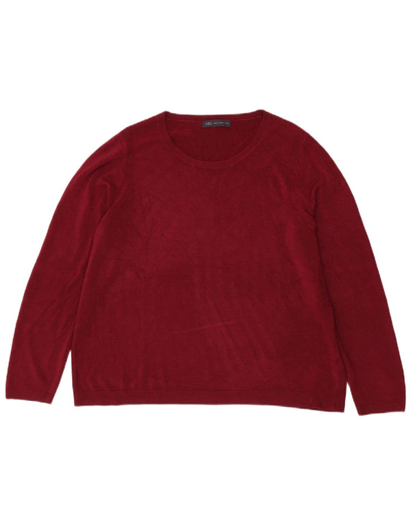 Marks & Spencer Damen-Pullover mit Rundhalsausschnitt, UK 22 3XL, Burgunderrot, Acryl
