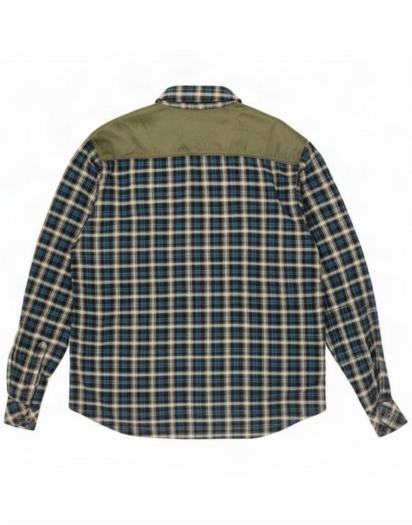 Vintage Herren Lumberjack Flanellhemd 3XL Marineblau Karo Polyester