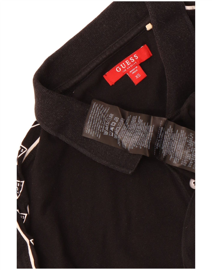 Guess Herren-Poloshirt mit Grafik, XS, schwarze Baumwolle