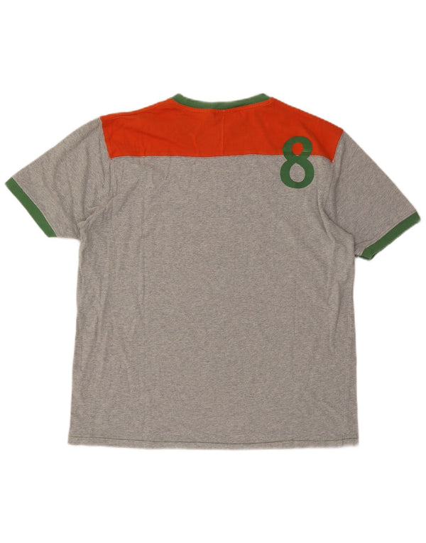 Woolrich Herren-Grafik-T-Shirt-Oberteil XL aus grauer Colourblock-Baumwolle