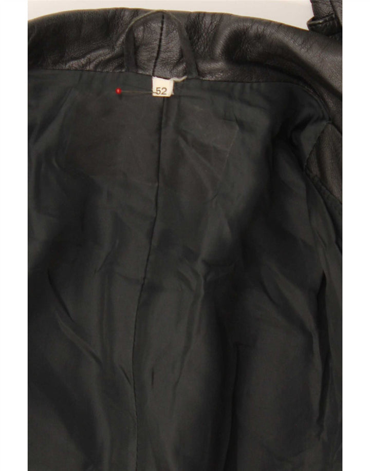 Vintage Herren Zweireihiger Ledermantel IT 52 XL Schwarz