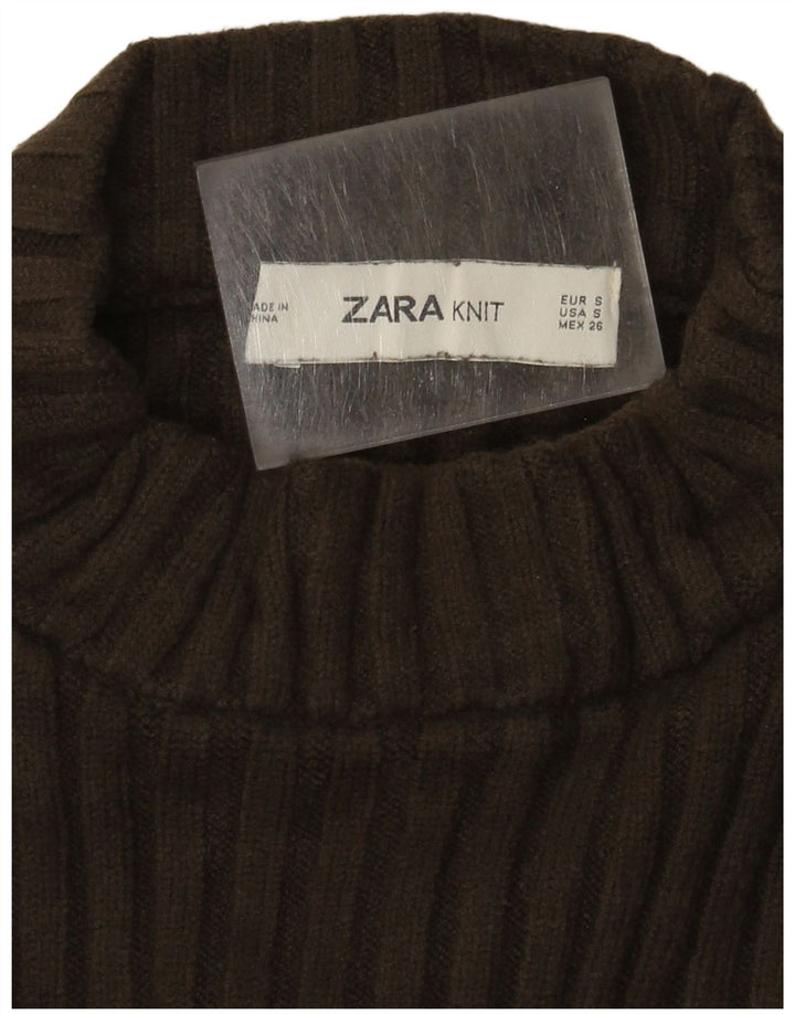 Zara Damen Crop Oversized Rollkragenpullover Pullover UK 10 Small Khaki
