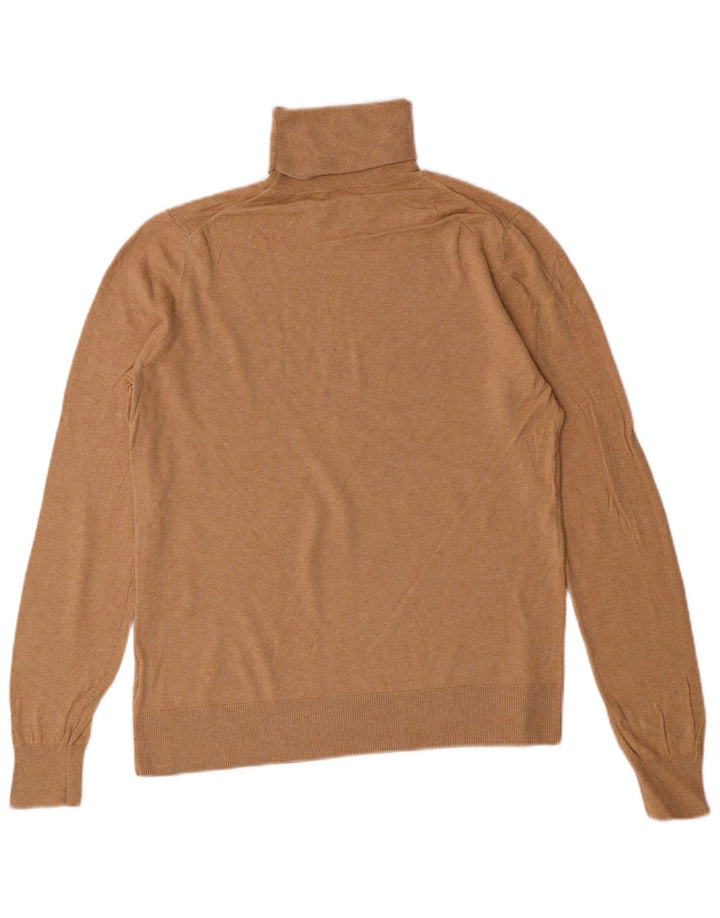 MASSIMO DUTTI Rollkragenpullover für Damen, UK 12, mittelbeige Baumwolle
