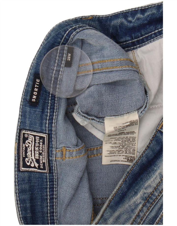 SUPERDRY Damen Jeansshorts W28 mittelblaue Baumwolle