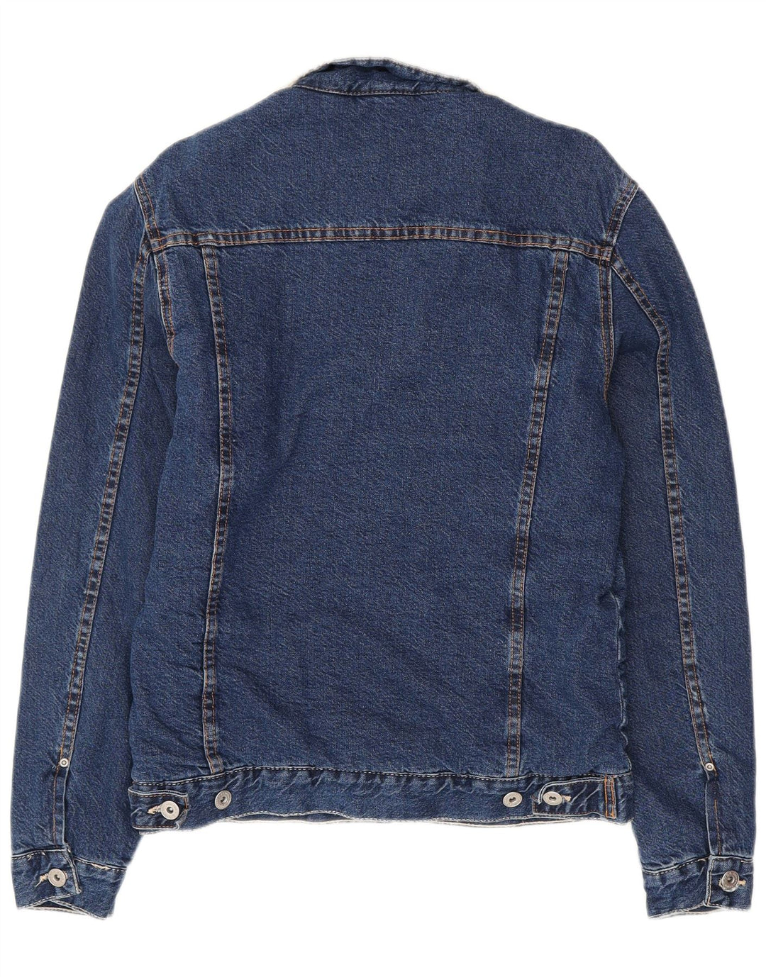 ZARA Herren Sherpa Jeansjacke UK 40 Große marineblaue Baumwolle