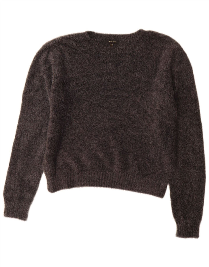 Massimo Dutti Damen-Pullover mit U-Boot-Ausschnitt, UK 14, Mittelgrau, Polyamid