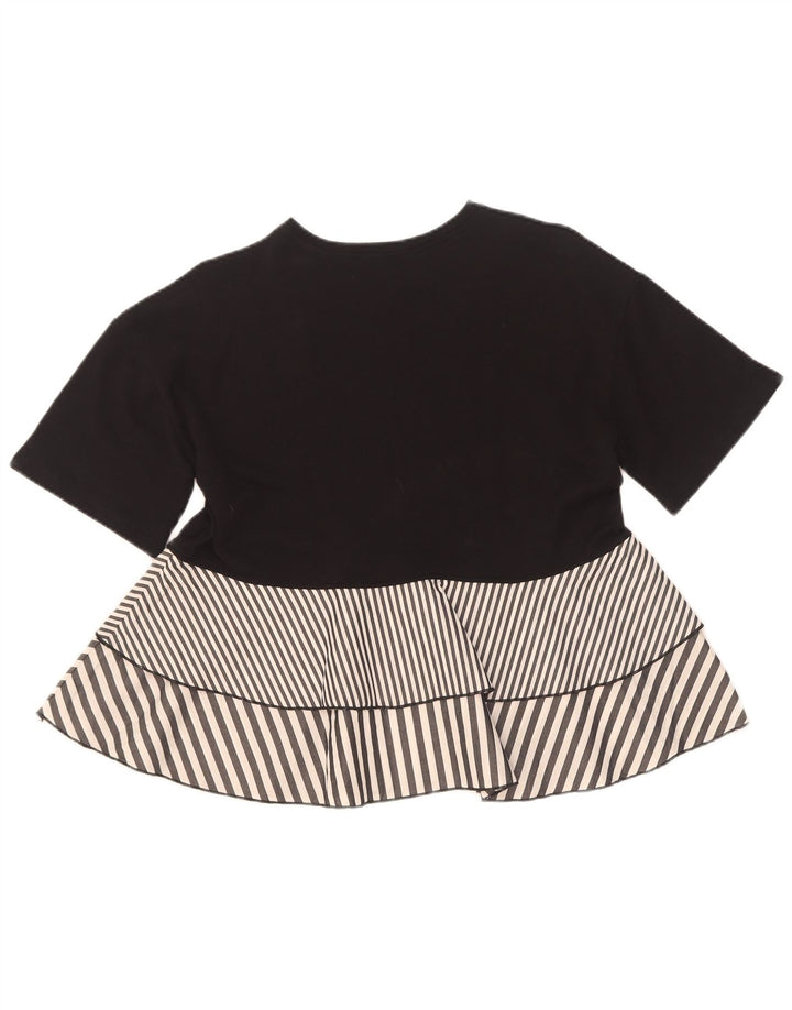 Zara Damen Bluse Top UK 10 Small Schwarz gestreift