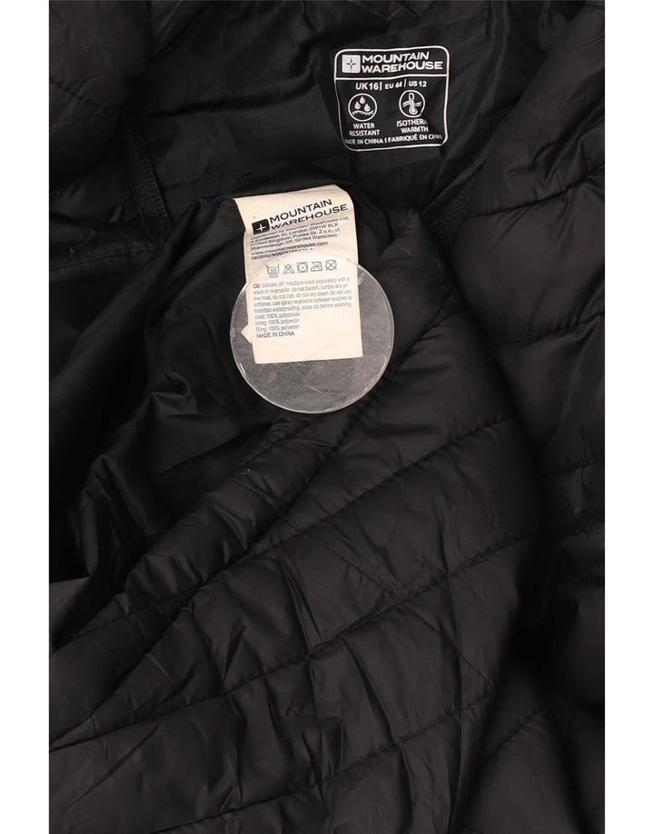Mountain Warehouse Wattierte Damenjacke mit Kapuze, UK 16, Größe L, Schwarz, Polyamid