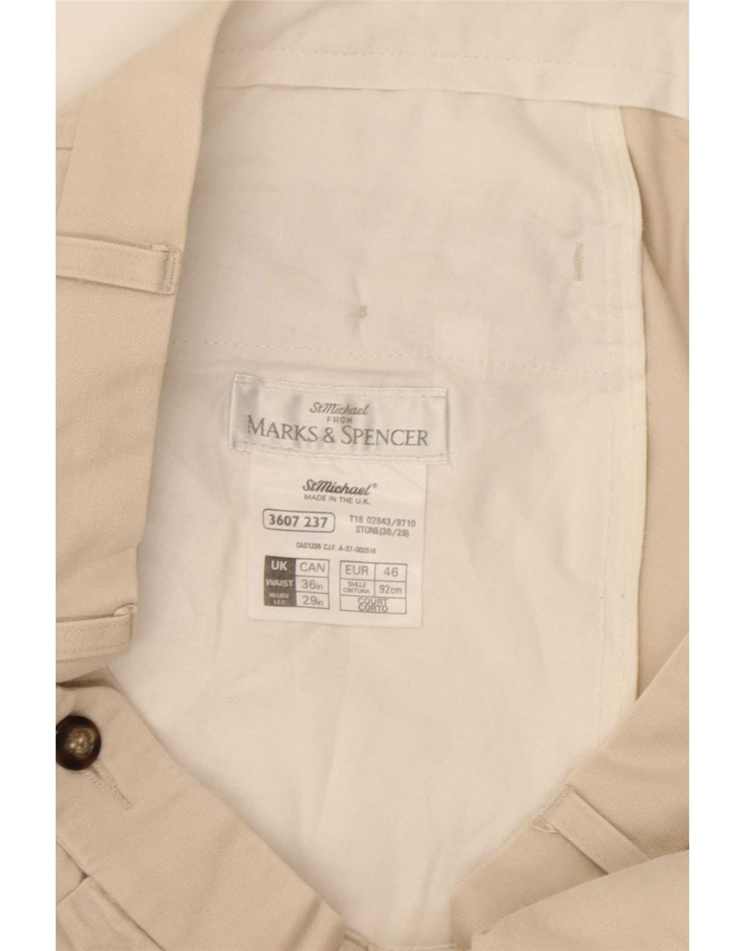 Marks & Spencer Herren-Anzughose mit Pegged-Anzug, W36, L29, beige Baumwolle