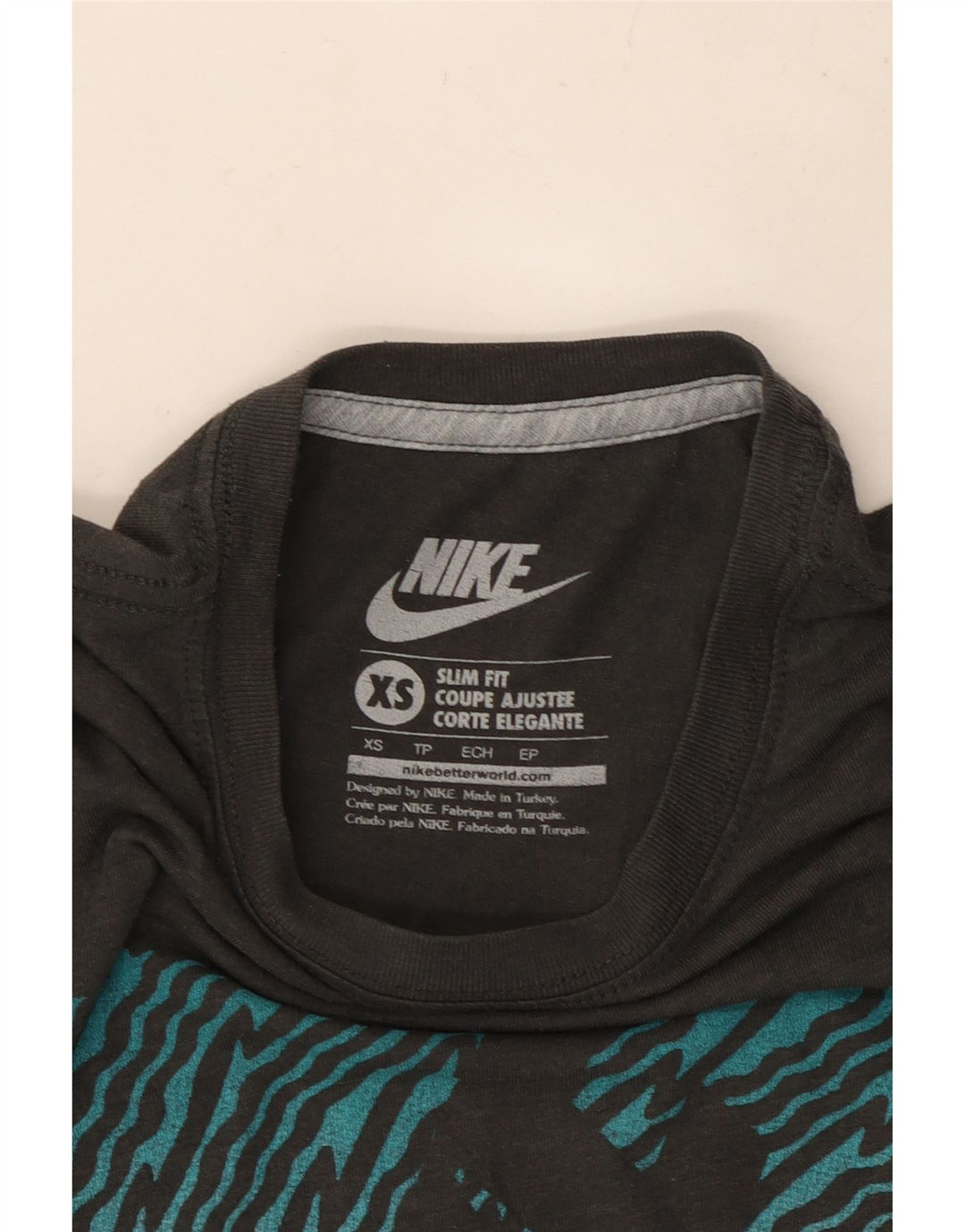 NIKE Damen Slim Fit Graphic T-Shirt Top UK 6 XS Schwarz