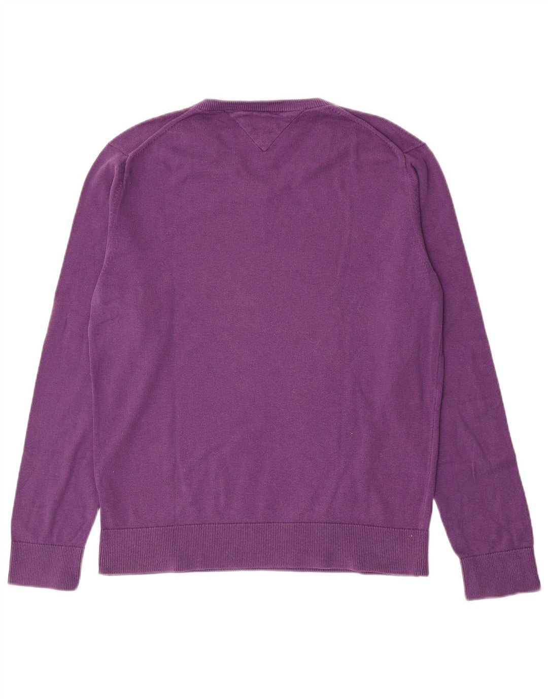 Tommy Hilfiger Herren-Pullover mit V-Ausschnitt aus mittelvioletter Baumwolle