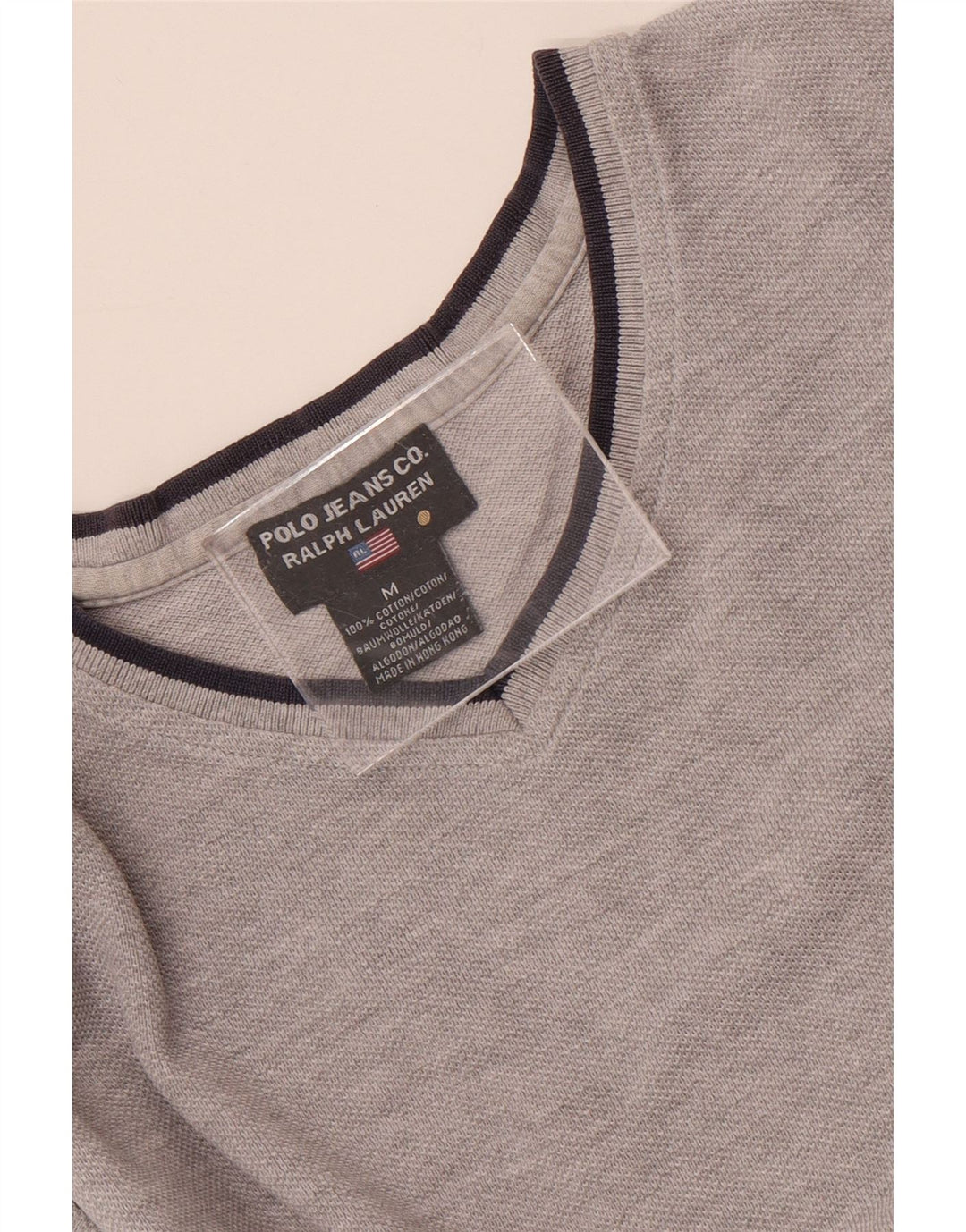 Ralph Lauren Herren-T-Shirt-Oberteil aus mittelgrau gefleckter Baumwolle