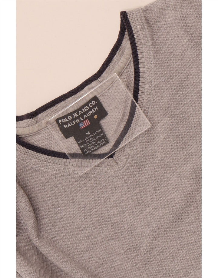 Ralph Lauren Herren-T-Shirt-Oberteil aus mittelgrau gefleckter Baumwolle