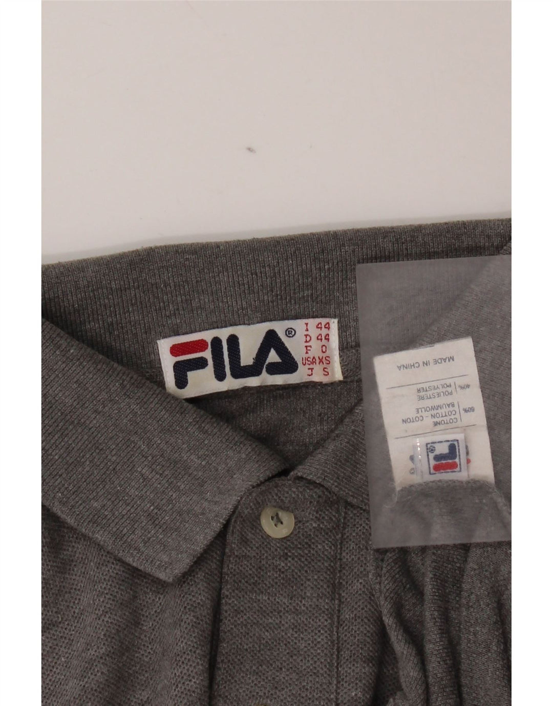 Fila Herren Loose Fit Poloshirt IT 44 XS Graue Baumwolle