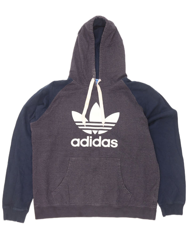 Adidas Herren Graphic Hoodie Pullover 2XL Grau Colourblock Baumwolle