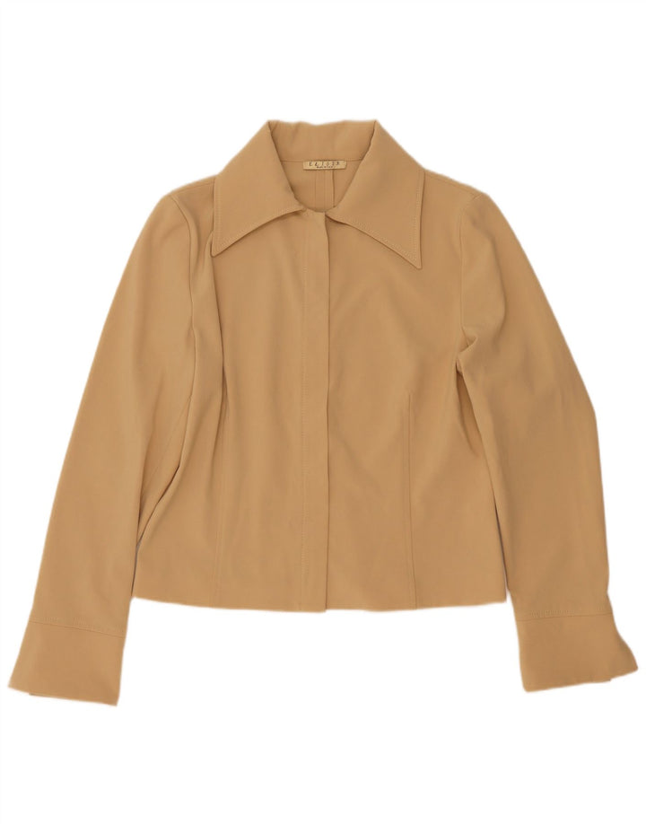 Vintage Damen Bomberjacke IT 46 Large Beige Polyester