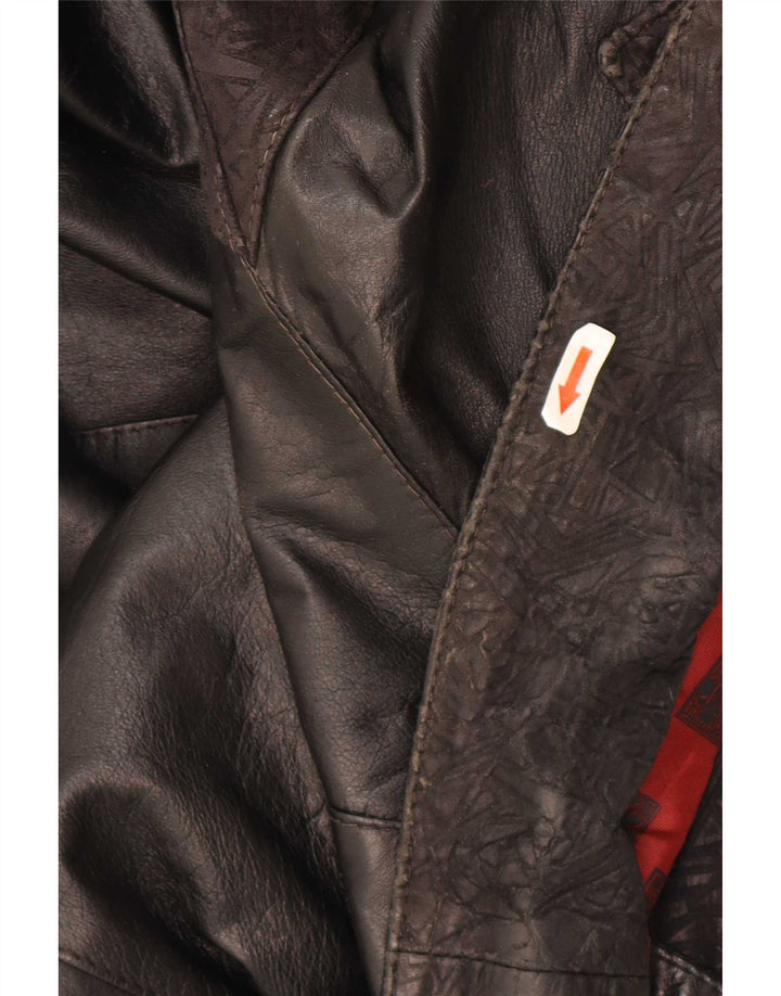 Vintage Damen Übergroße Lederjacke UK 10 Small Schwarz