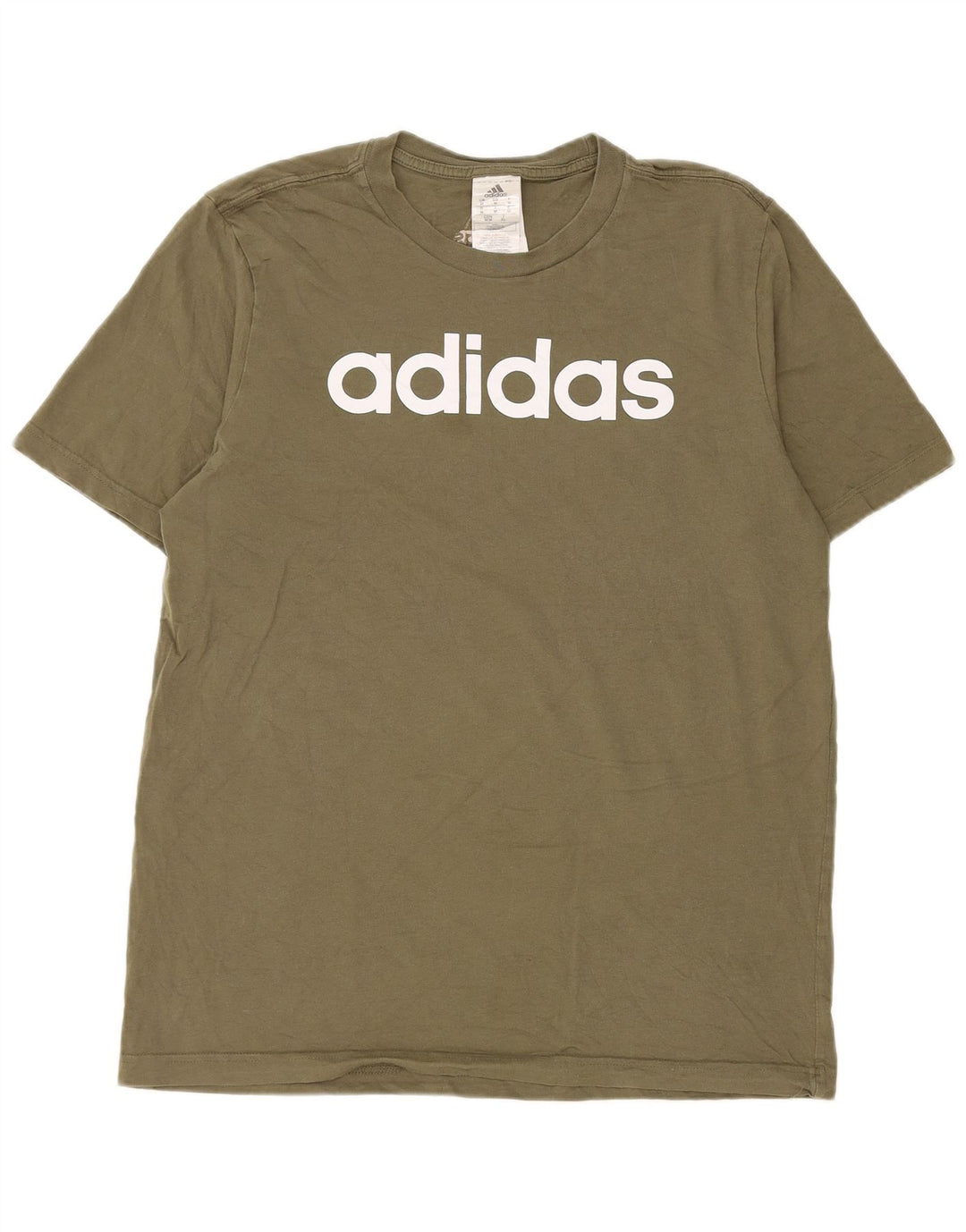 Adidas Herren Grafik-T-Shirt-Oberteil aus mittlerer Khaki-Baumwolle