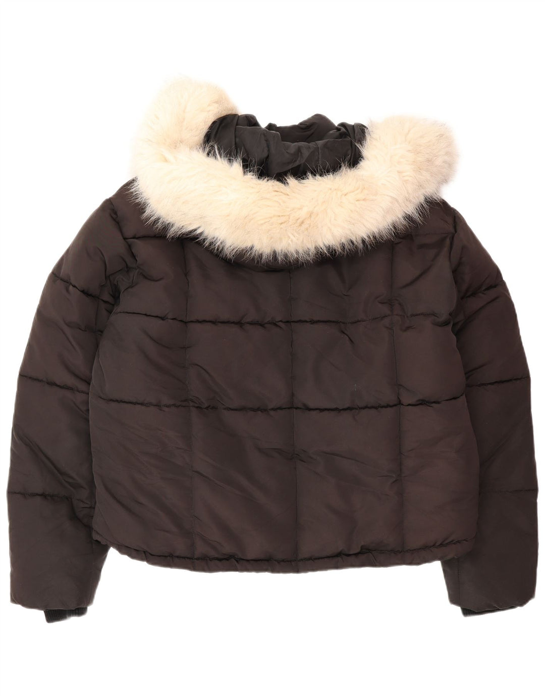 Topshop Damen-Kapuzen-Übergröße, gepolsterte Jacke, Größe S, Schwarz, Polyester