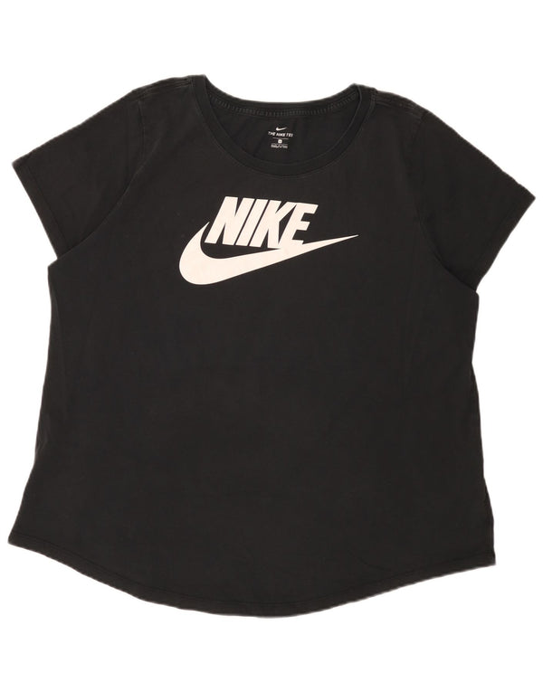Nike Womens Graphic T-Shirt Top UK 18 XL Schwarz Baumwolle
