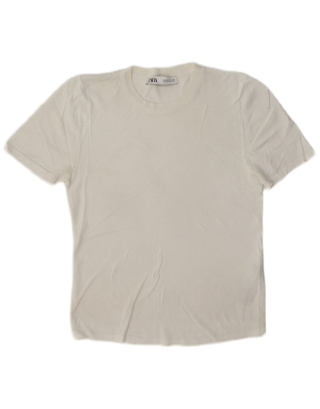 Zara Damen T-Shirt Top UK 12 Mittelweiße Viskose