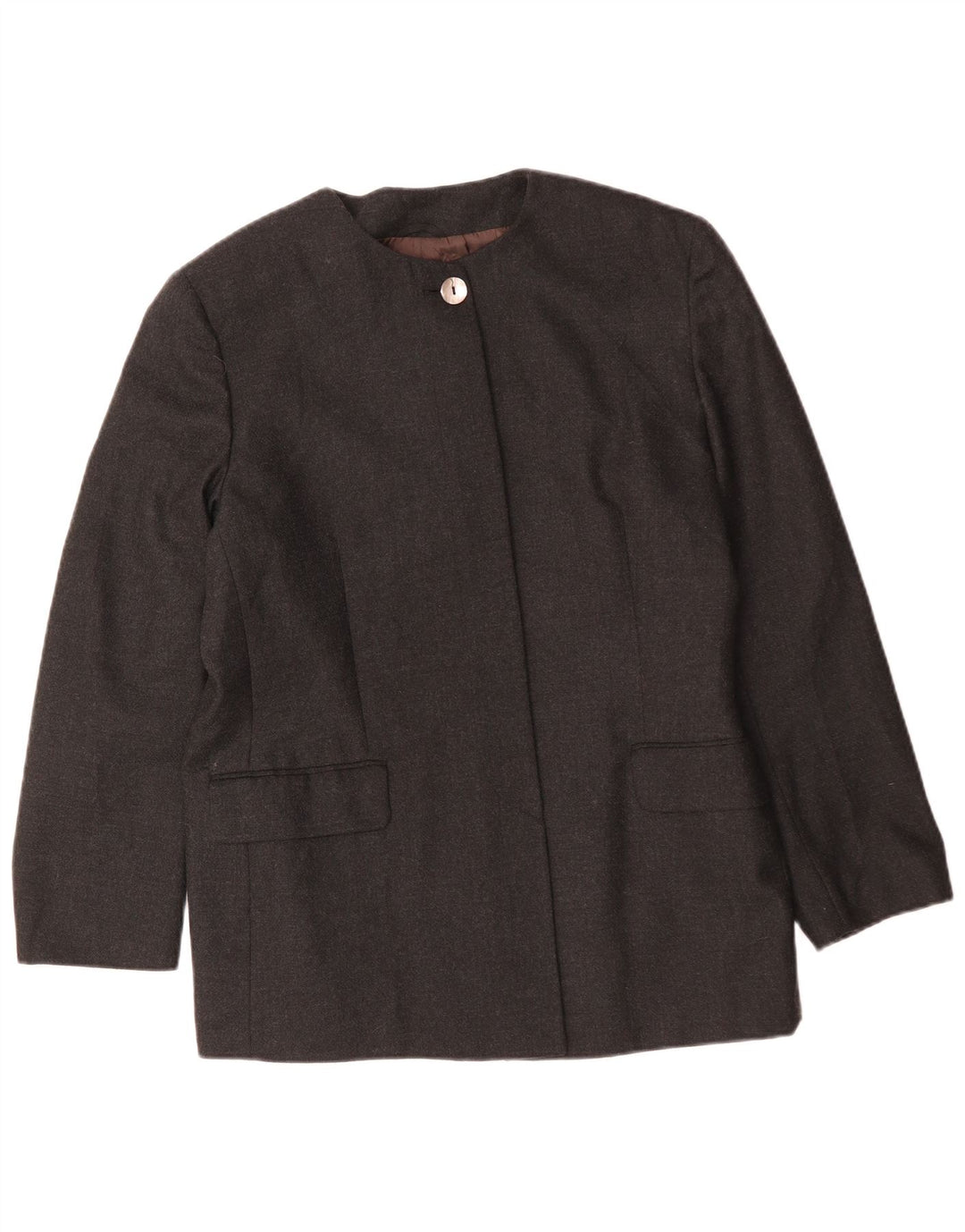 Vintage Damen Longline 4 Knopf Blazer Jacke IT 48 XL Graue Wolle