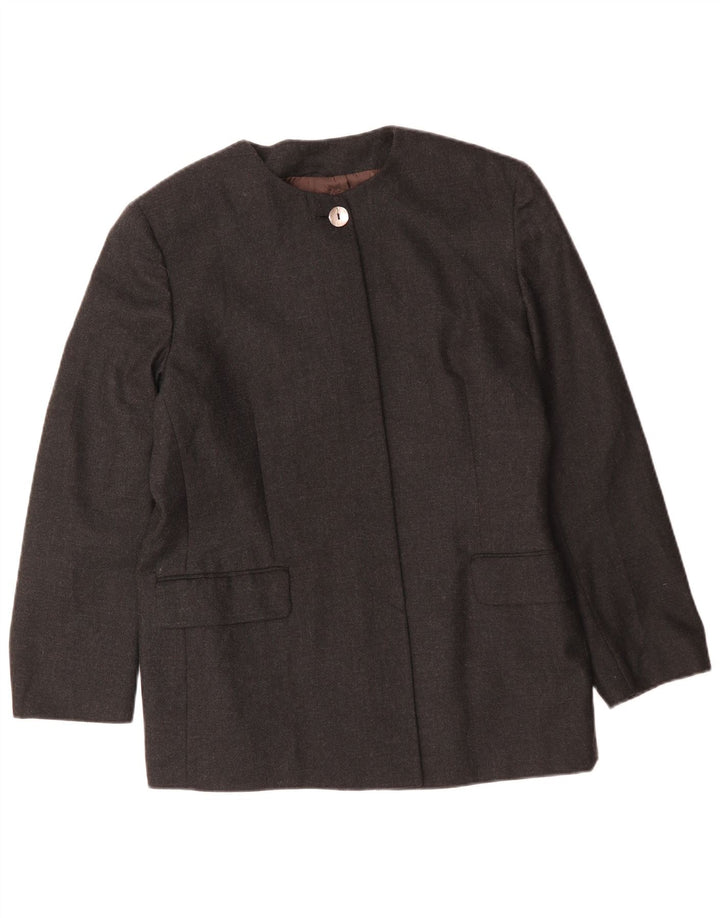 Vintage Damen Longline 4 Knopf Blazer Jacke IT 48 XL Graue Wolle